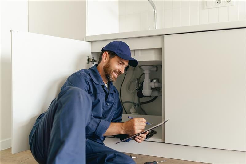 Residential plumber providing service in a Pomona home
